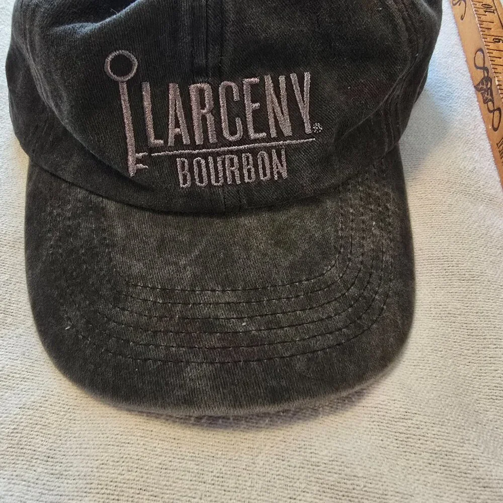 Larceny Bourbon Whisky Whisky Black Ball Cap NEW Distressed. Adjustable Ad Adver